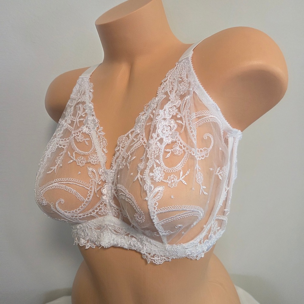 Cosabella Sanika Curvy Tall Triangle Bralette White Lace Floral Size XS